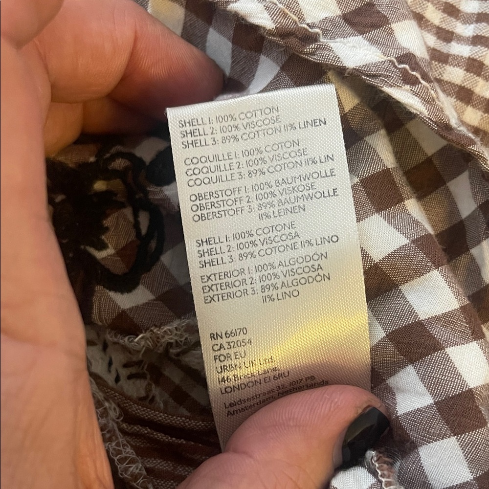 We the Free. Half Moon Brown Gingham Embroidered Women's Top - Picture 10 of 11
